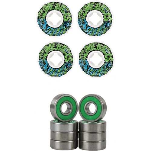 산타크루즈 Santa Cruz Skateboards Slime Balls Skateboard Wheels 54mm Vomit Mini 97A White/Green ABEC 7 Bearings