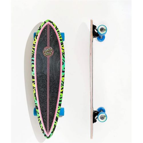 산타크루즈 Santa Cruz Obscure Dot Pintail Cruzer Skateboard, Pink/Green, 33x9.2
