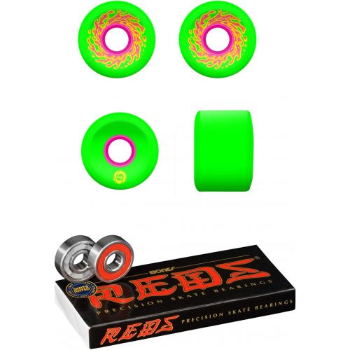 산타크루즈 Santa Cruz Skateboards Slime Balls Skateboard Wheels 54.5mm Mini OG 78A Green with Bones Reds Bearings