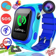 Santery Kids Smart Watch Phone GPS Tracker Accurate WiFi Locator IP68 Waterproof SOS Call Voice Chat Camera Games 1.44 Touchscreen Digital Bracelet Gifts for 3-14 Years Girls Boys Students