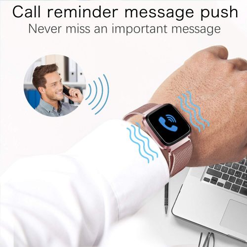  Santery Men Women Smart Watch Fitness Tracker IP68 Waterproof Sports Watch Blood Pressure Heart Rate 9 Sport Mode Sleep Monitor Pedometer Calories Bluetooth Call Reminder Android iOS Fathe