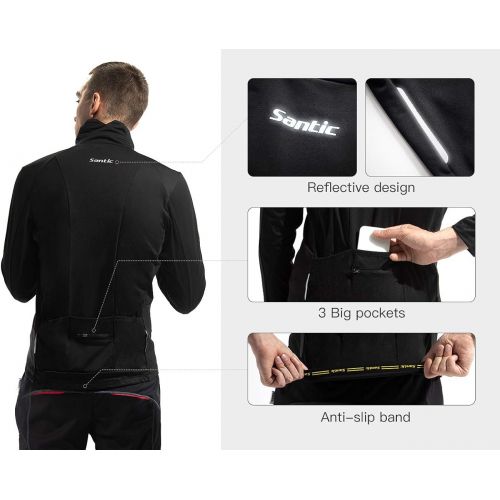  Santic Bike Winter Jacket Windproof Fleece Thermal Warm UP Cycling Bicycle Jerseys Long Sleeves