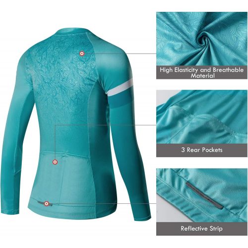  Santic Cycling Jersey Womens Long Sleeve Tops Bike Shirts Bicycle Jacket with Pockets