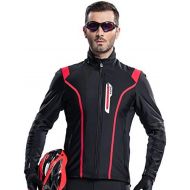 Santic Mens Cycling Jacket Biking Winter Coat Windproof Outdoor Sports Ski Snow Jacket Red