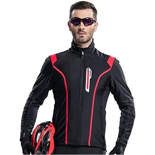  Santic Mens Cycling Jacket Biking Winter Coat Windproof Outdoor Sports Ski Snow Jacket Red