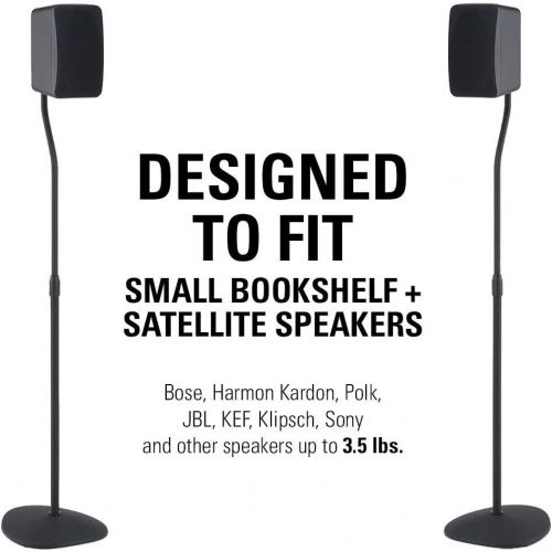  Sanus Adjustable Height Speaker Stand - Extends 28 to 38 - Holds Satellite & Small Bookshelf Speakers (i.e. Bose, Harmon Kardon, Polk, JBL, KEF, Klipsch, Sony and Others) - Set of