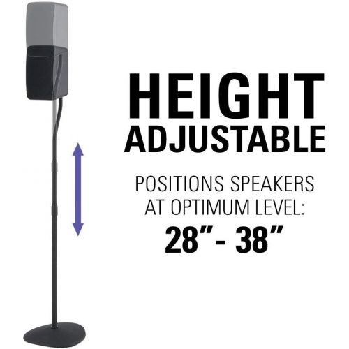  Sanus Adjustable Height Speaker Stand - Extends 28 to 38 - Holds Satellite & Small Bookshelf Speakers (i.e. Bose, Harmon Kardon, Polk, JBL, KEF, Klipsch, Sony and Others) - Set of