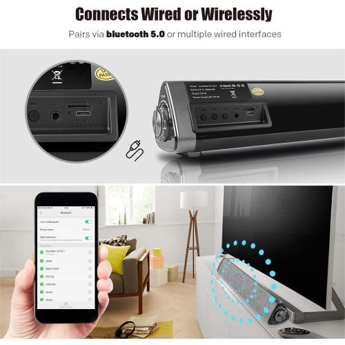  [아마존베스트]Sanwo Bluetooth Sound Bar Wired and Wireless Home Theater TV Triangle Speaker Bar with Remote Control,TF Card- Surround SoundBar for TV/PC/Phones/Tablets, 2 X 5W Compact Sound Bar