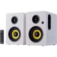 SW206 80W Active Dual-Mode Bookshelf Speakers, 4inch Studio Monitor and HiFi Mode, Optical Coaxial TRS Aux Bluetooth 5.0 USB with 24bit DAC, for Home Music System Turntable TV PC Desktop, White