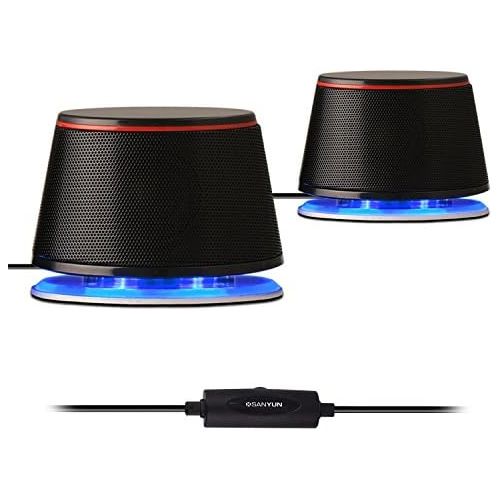  [아마존베스트]Sanyun SW102 PC Speaker, 5Wx2, Deep Bass in Small Body, Stereo 2.0 USB 3.5 mm Aux Multimedia Speaker, Built-in Bass Vibrating Membrane, Computer Laptop Desktop Speaker Black