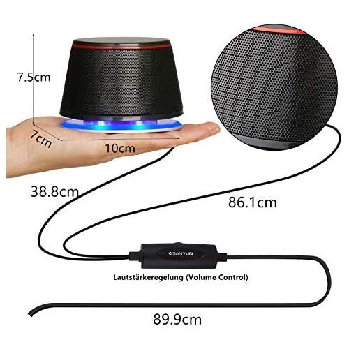  [아마존베스트]Sanyun SW102 PC Speaker, 5Wx2, Deep Bass in Small Body, Stereo 2.0 USB 3.5 mm Aux Multimedia Speaker, Built-in Bass Vibrating Membrane, Computer Laptop Desktop Speaker Black