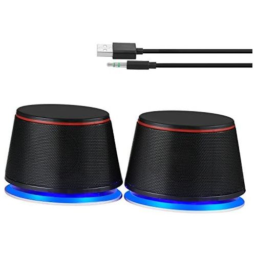  [아마존베스트]Sanyun SW102 PC Speaker, 5Wx2, Deep Bass in Small Body, Stereo 2.0 USB 3.5 mm Aux Multimedia Speaker, Built-in Bass Vibrating Membrane, Computer Laptop Desktop Speaker Black