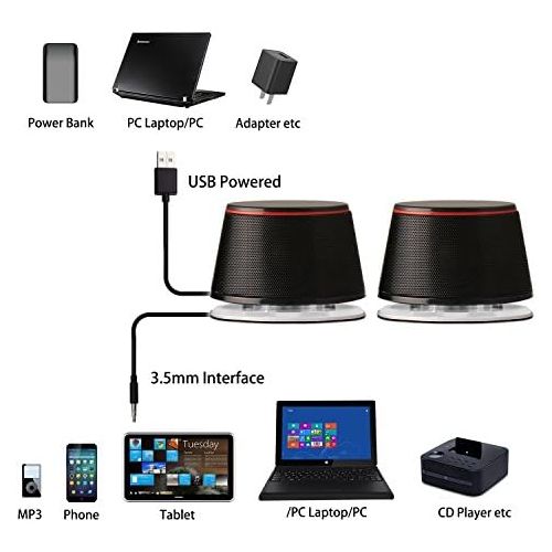  [아마존베스트]Sanyun SW102 PC Speaker, 5Wx2, Deep Bass in Small Body, Stereo 2.0 USB 3.5 mm Aux Multimedia Speaker, Built-in Bass Vibrating Membrane, Computer Laptop Desktop Speaker Black