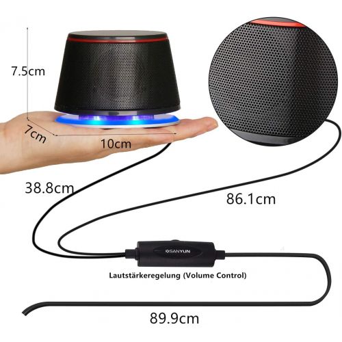  [아마존베스트]Sanyun SW102 PC Speaker, 5Wx2, Deep Bass in Small Body, Stereo 2.0 USB 3.5 mm Aux Multimedia Speaker, Built-in Bass Vibrating Membrane, Computer Laptop Desktop Speaker Black