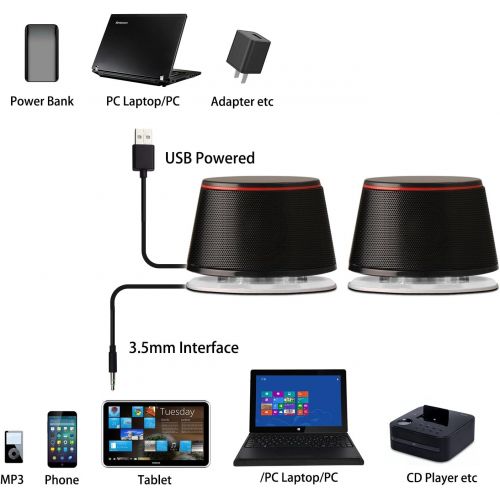  [아마존베스트]Sanyun SW102 PC Speaker, 5Wx2, Deep Bass in Small Body, Stereo 2.0 USB 3.5 mm Aux Multimedia Speaker, Built-in Bass Vibrating Membrane, Computer Laptop Desktop Speaker Black