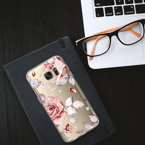  Saperi Case for Samsung Galaxy S6 Edge Case,Floral Pattern Clear TPU Phone case for Samsung Galaxy S6 Edge