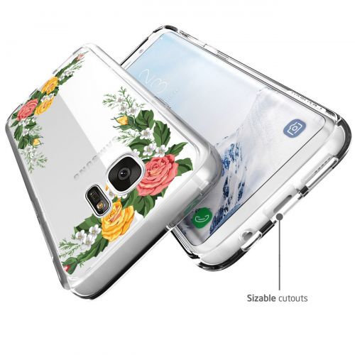  Saperi Case for Samsung Galaxy S6 Edge Case,Floral Pattern Clear TPU Phone case for Samsung Galaxy S6 Edge