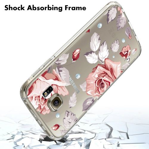  Saperi Case for Samsung Galaxy S6 Edge Case,Floral Pattern Clear TPU Phone case for Samsung Galaxy S6 Edge