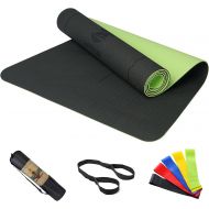 SaphiRose Non-Slip Yoga Mat with Alignment Lines TPE Home Fitness Eco-Friendly Exercise & Workout Mat with Carrying Strap Types of Yoga