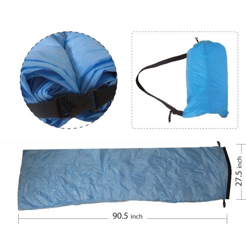  Sapiros inflatable couch Lounger Comfortable And Strong Lazy Couch Air Bed Blue Portable Sofa Durable Travel |Hang Out Bag|Perfect for Beach, Camping, Sleeping|No Pump Needed. Just Add Sum