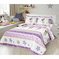 [아마존베스트]Sapphire Home 2pc Twin Size Bedspread Quilt Set Bedding for Kids Teens Girls, Stars Ballerina Doll Purple Lavender Coverlet, Twin Bedspread + Pillow Sham, Twin CJ23 Ballerina Laven