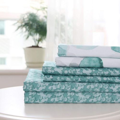  Sara B. Eucalyptus Sheet Set Queen Teal