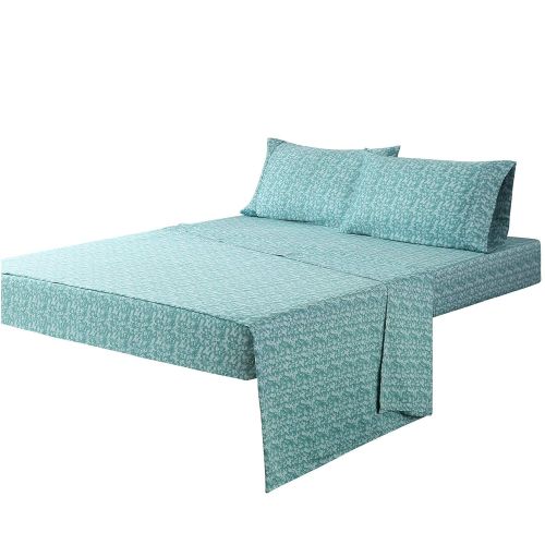  Sara B. Eucalyptus Sheet Set Queen Teal