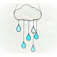 SarahBrueckWilliams Stained Glass Puffy Cloud with Raindrops (#319)