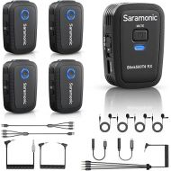 Saramonic 4-Channel Wireless Lavalier Microphone System for DSLR Camera, Blink500T4 2.4G Wireless Lapel 4 Transmitters & One Receiver 328ft Range for Camcorder Smartphones Interview Vlog YouTube Video