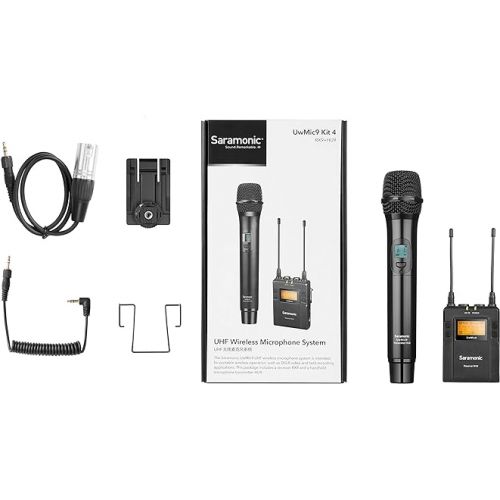  Saramonic UHF Wireless Handheld Mic System w/Dual-Channel Camera-Mountable Receiver (UwMic9 RX9+HU9) (UWMIC9RX9HU9), Black