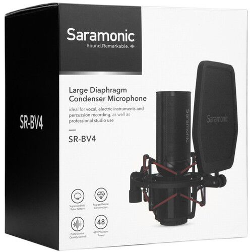  Saramonic SR-BV4 Supercardioid Large-Diaphragm Condenser Microphone with Shockmount & Pop Filter