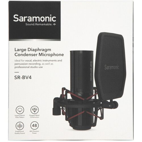  Saramonic SR-BV4 Supercardioid Large-Diaphragm Condenser Microphone with Shockmount & Pop Filter