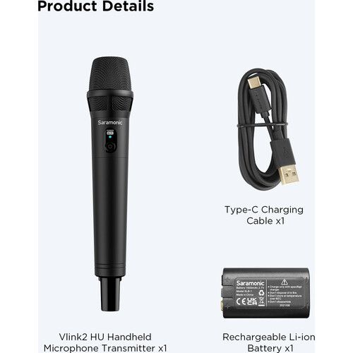  Saramonic Vlink2 HU Cardioid Handheld Microphone Transmitter for Vlink2 System (2.4 GHz)