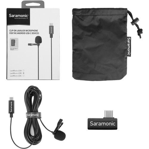  Saramonic LavMicro U3B Omnidirectional Lavalier Microphone with USB Type-C Connector for Android Devices (19.6' Cable)