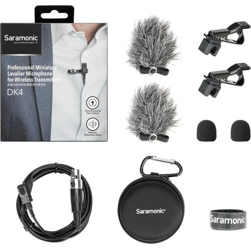  Saramonic DK4D Professional Broadcast Omnidirectional Lavalier Microphone for Lectrosonics Transmitters (Locking TA5F Connector)