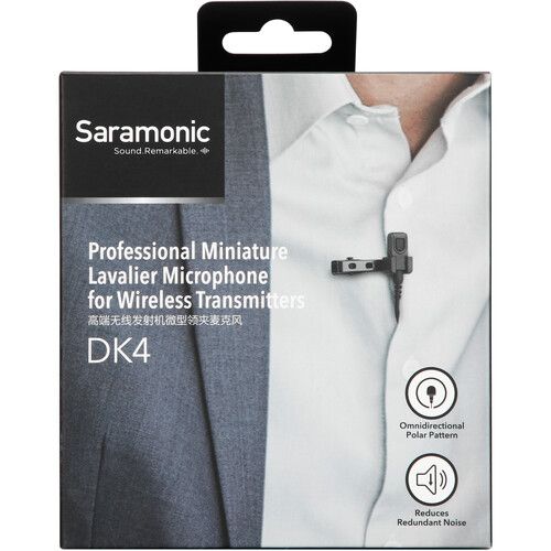  Saramonic DK4D Professional Broadcast Omnidirectional Lavalier Microphone for Lectrosonics Transmitters (Locking TA5F Connector)