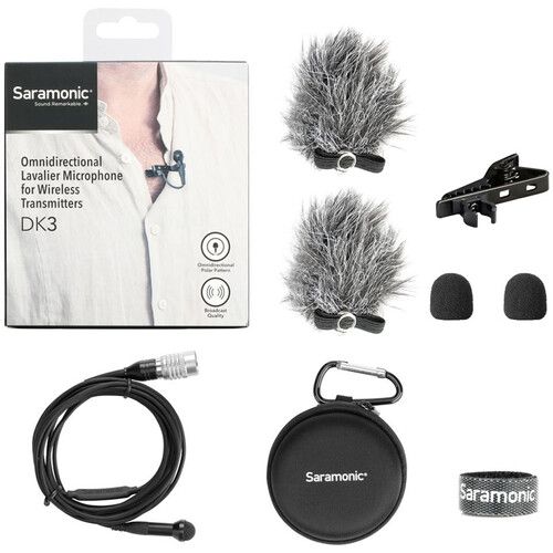  Saramonic DK3C Premium Omnidirectional Lavalier Microphone for Audio-Technica ATW Transmitters (Locking 4-Pin Hirose Connector)