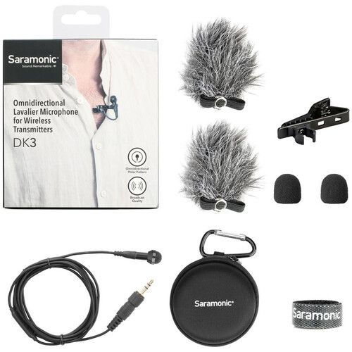  Saramonic DK3A Premium Omnidirectional Lavalier Microphone for Saramonic, Rode, Sennheiser, Senal, Azden, and BOYA Transmitters (Locking 3.5mm TRS Connector)