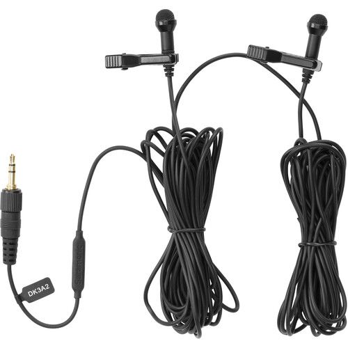  Saramonic Dual Mini Omni Lav Mic with Locking 3.5mm for Transmitters,Recorders,Cams,Mixers with Plug-In Power