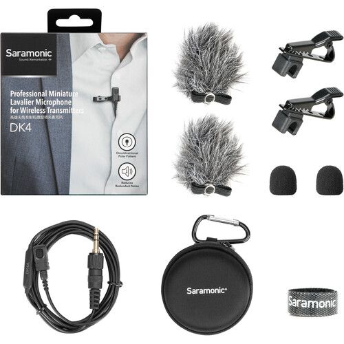  Saramonic DK4A Professional Broadcast Omnidirectional Lavalier Microphone for Saramonic, Rode, Sennheiser, Senal, Azden, and BOYA Transmitters (Locking 3.5mm Connector)