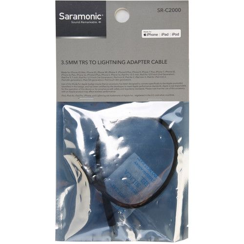  Saramonic SR-C2000 3.5mm TRS Male to Lightning Adapter Cable for Audio to iPhone (9