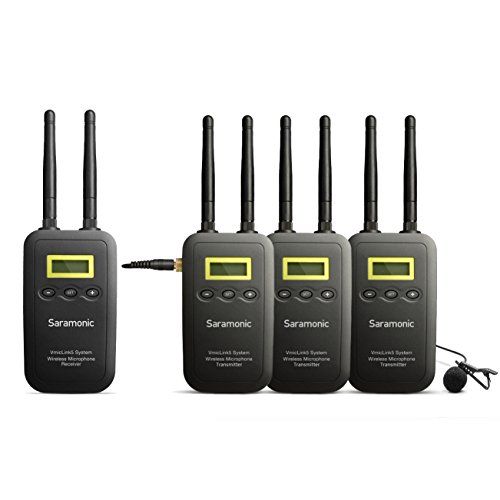  Saramonic VmicLink5 Camera-Mount Digital Wireless Microphone System with 3 Bodypack Transmitters and Lavalier Mics