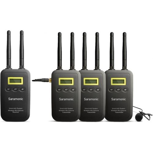  Saramonic VmicLink5 Camera-Mount Digital Wireless Microphone System with 3 Bodypack Transmitters and Lavalier Mics