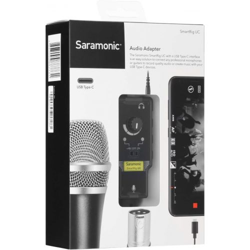  Microphone Preamp for Type-C Smartphone, Saramonic XLR to Type-C Microphone Audio Mixer with Phantom Power & Guitar Interface for Type-C Device Samsung Huawei Smartphone for Music