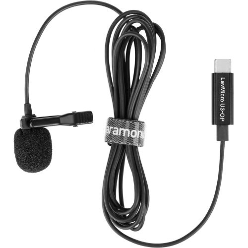  Saramonic Compact Clip-On Omnidirectional Lavalier Microphone Designed for DJI Osmo Pocket & DJI Pocket 2 with 6.6 (2m) Cable & USB-C Connector (LavMicro U3-OP), Black, LAVMICROU3-