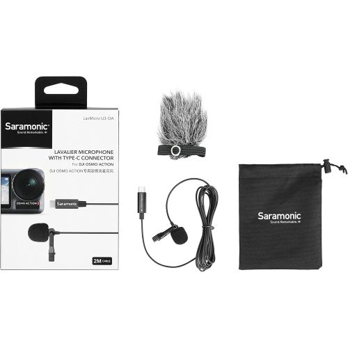  Saramonic Compact Clip-On Omnidirectional Lavalier Microphone Designed for DJI Osmo Action with 6.6 (2m) Cable & USB-C Connector (LavMicro U3-OA), Black, LAVMICROU3-OA