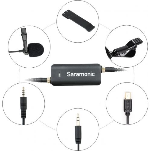  Saramonic LavMic Mono/Stereo 2-Channel Lavalier Microphone Multifunctional Interview Omnidirectional Condenser Lapel mic for iPhone,Ipad,iPod,Android,DSLR,Sony Canon Camera,Camcord