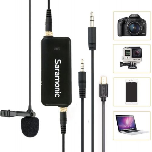  Saramonic LavMic Mono/Stereo 2-Channel Lavalier Microphone Multifunctional Interview Omnidirectional Condenser Lapel mic for iPhone,Ipad,iPod,Android,DSLR,Sony Canon Camera,Camcord