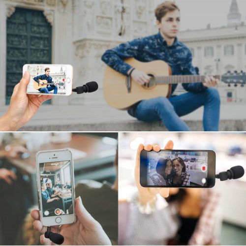  Saramonic SmartMic Mini Condenser Flexible Microphone for Smartphones,Vlogging Microphone for iPhone and YouTube Video, Mic for iOS Apple iPhone iPad and Android Phone