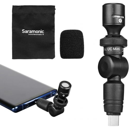  USB-C Mic, Saramonic SmartMic UC Mini Condenser Flexible Microphone Plug&Play Mic Compatible with iPad Pro, Samsung Galaxy, HTC Google, and Other USB-C Type Devices for Vlogging Yo